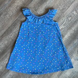 Hanna Andersson sleeveless ruffle neck polkadot dress